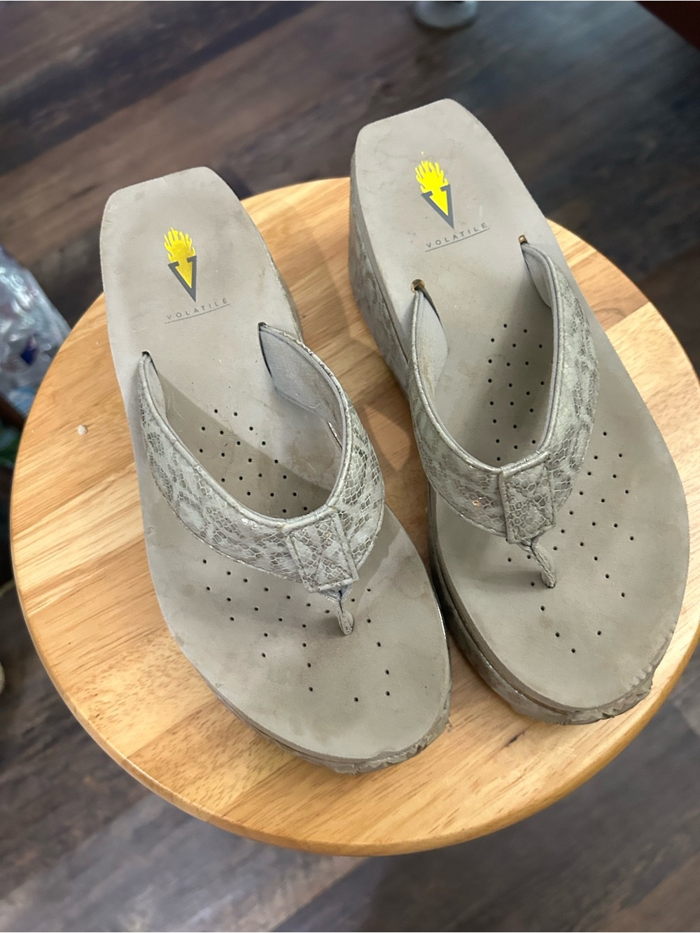 Volatile Neutral Taupe Platform Thong Sandals